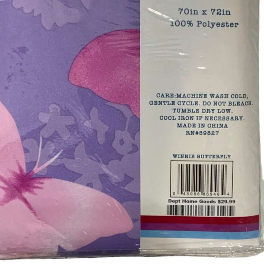 Matt & Maddie Butterfly Fabric Shower Curtain Floral 70 x 72 Inch Pink Purple - Picture 5 of 14